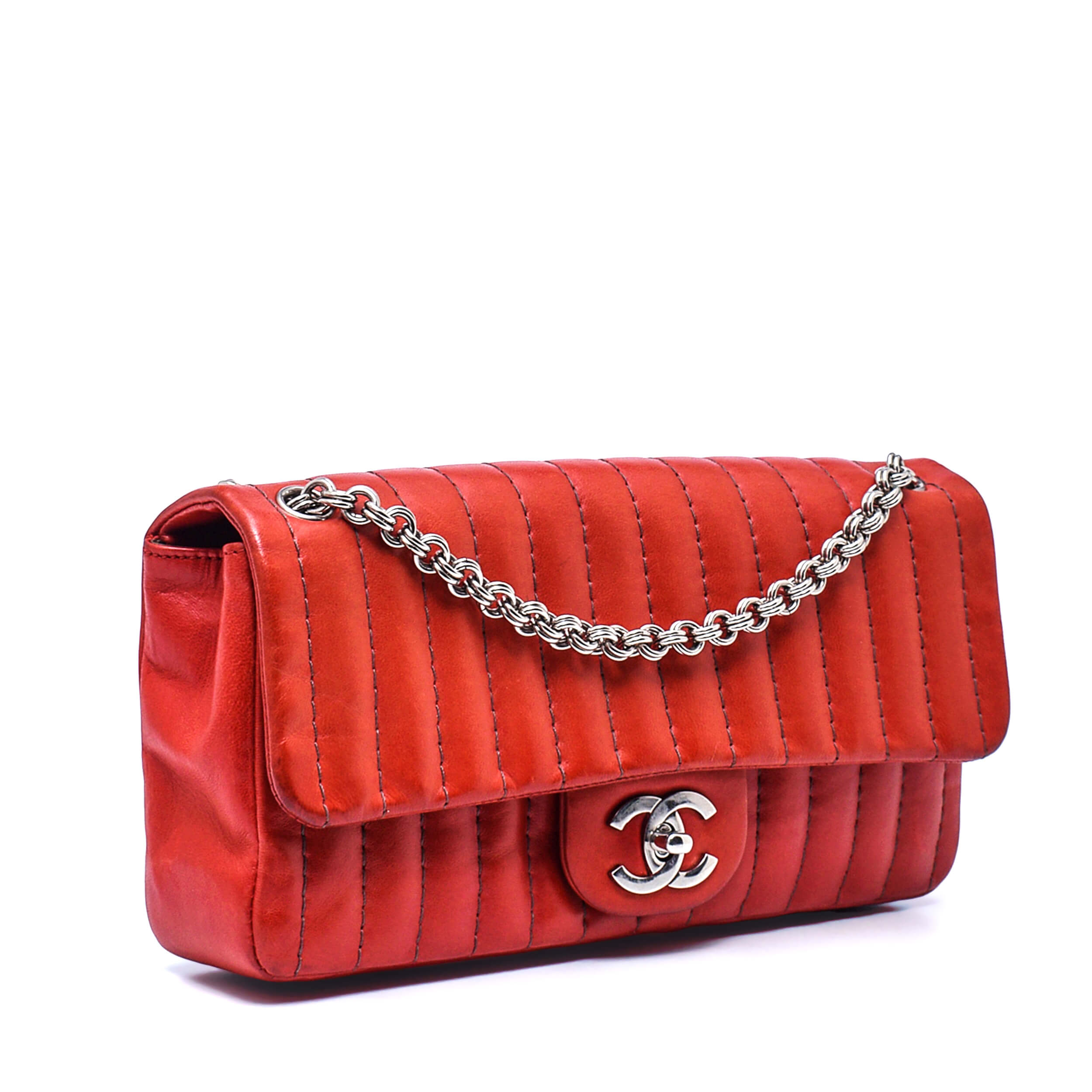 Chanel - Red Lambskin Vertical Quilted Leather Flap Bag